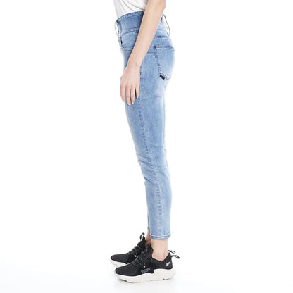 Jeans Mujer Tiro Medio Push Up Pretina Ancha