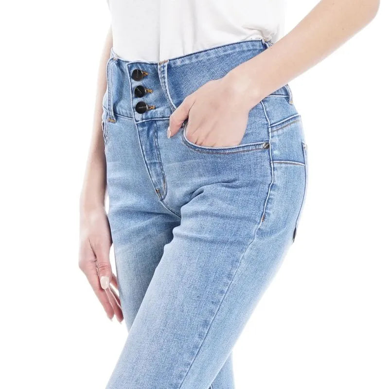 Jeans Mujer Tiro Medio Push Up Pretina Ancha