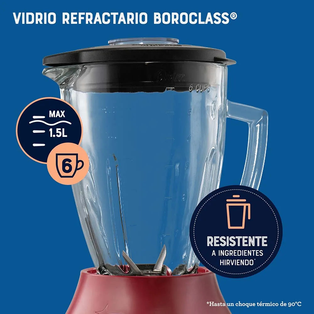 Licuadora con vaso de vidrio y 6 velocidades más pulso