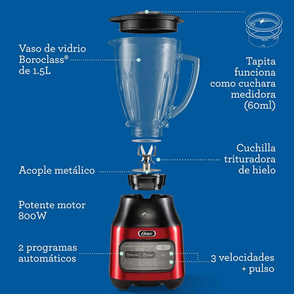 Licuadora Oster® con tecnología reversible y 3 velocidades más pulso
