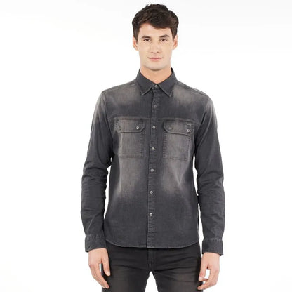 Camisa Hombre M/L Denim Dark Gray