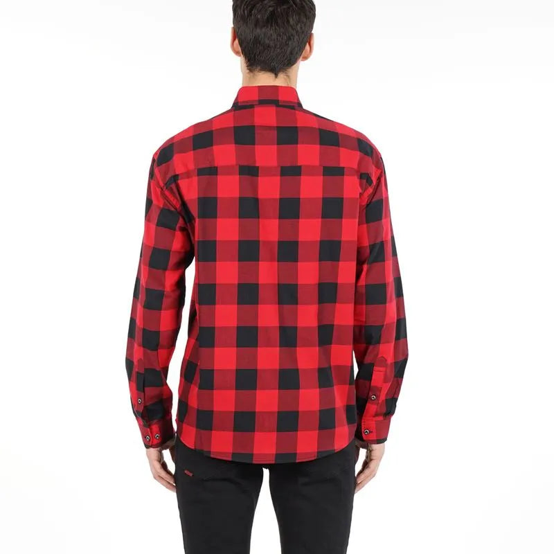 Camisa Hombre M/L Check Black + Red