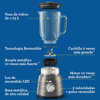 Licuadora Osterizer® MAX con vaso de vidrio de 1,75 L