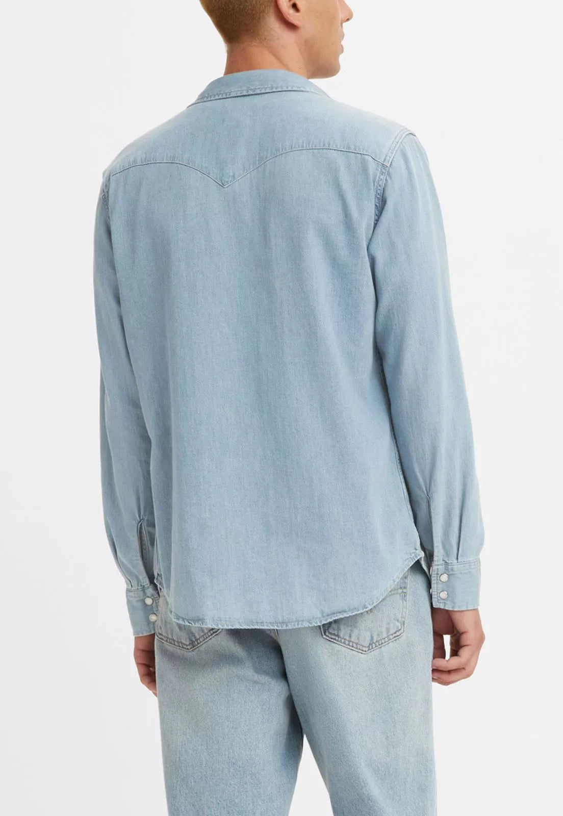 Camisa Hombre Lisa con Bolsillo Azul