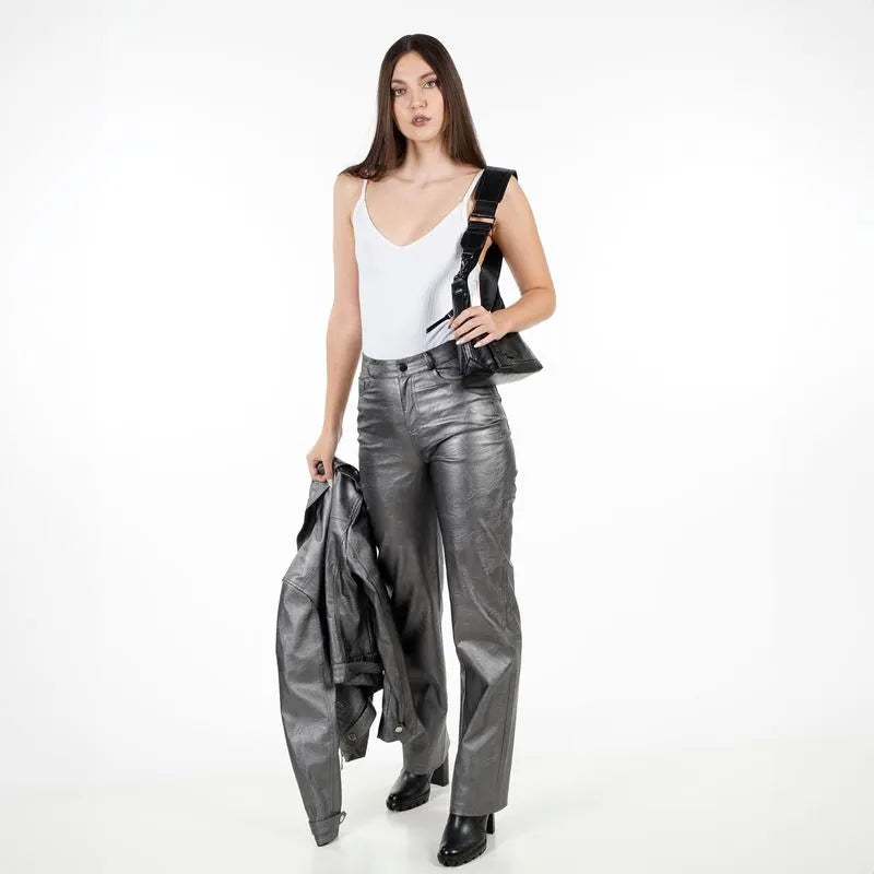 Pantalón Mujer Pu 90´S Silver