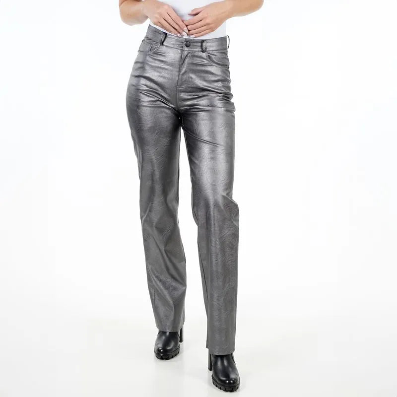 Pantalón Mujer Pu 90´S Silver