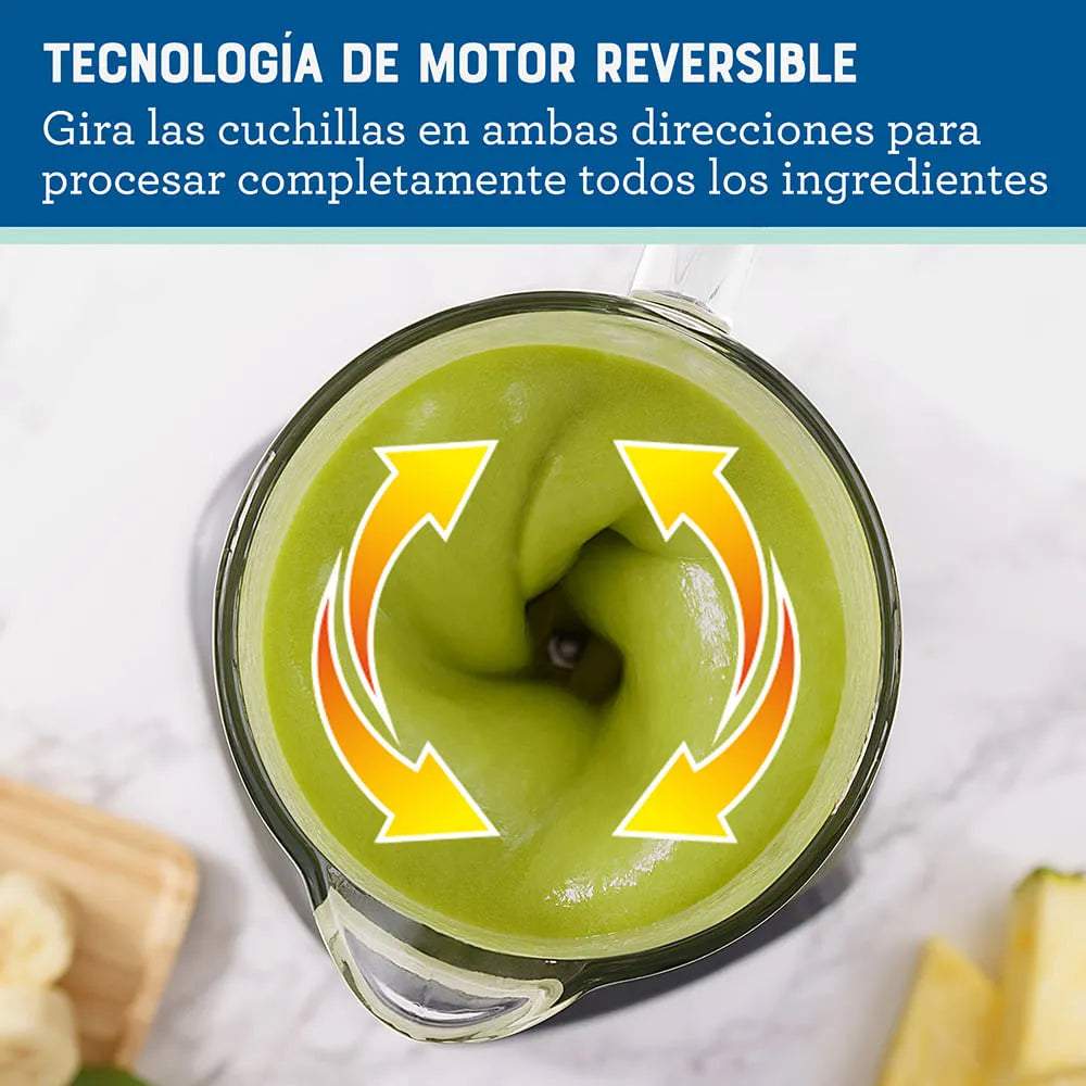 Licuadora programas automáticos con tecnología reversible, pantalla táctil y vaso