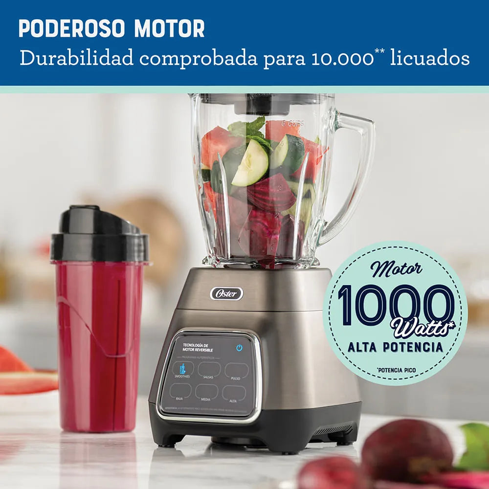 Licuadora programas automáticos con tecnología reversible, pantalla táctil y vaso