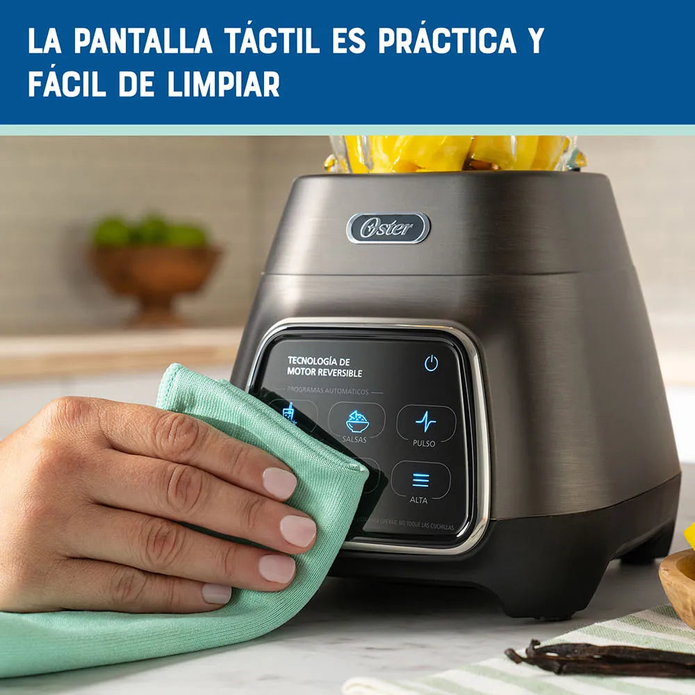 Licuadora programas automáticos con tecnología reversible, pantalla táctil y vaso