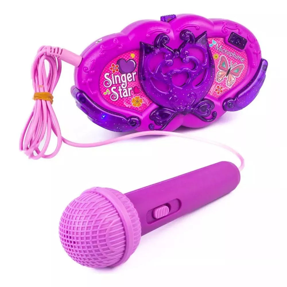 Central Musical con Micrófono Karaoke Rosado