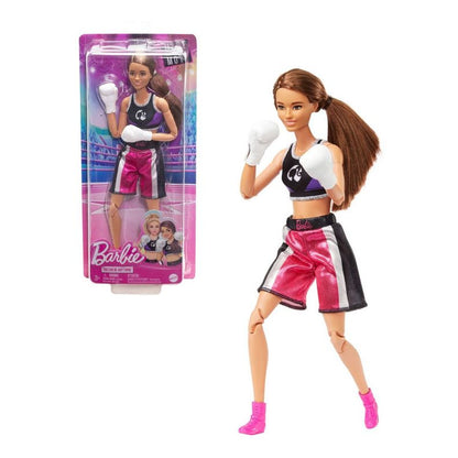Muñeca Niña Profesiones Boxeadora Negro Con Rosa