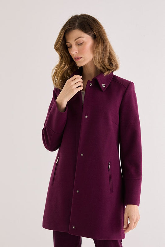 Chaquetón Mujer Muflón Cuello Camisero Ciruela