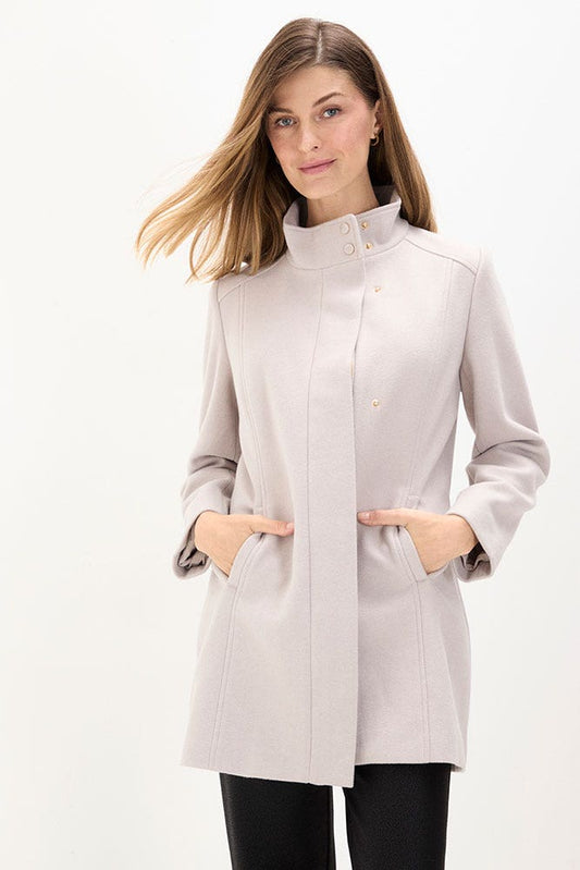 Chaquetón Cuello alto de Muflón con Cortes y Bolsillo Vivo Gris