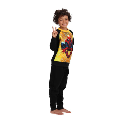 pijama-niño-algodón-spiderman-negro