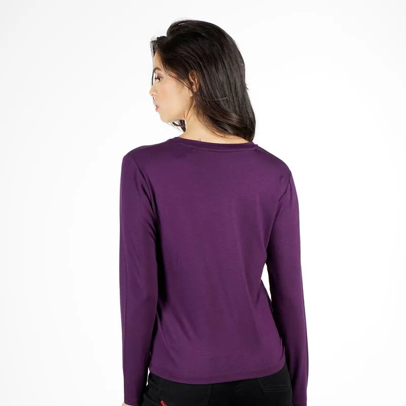 Polera Mujer M/L Basic Heavy Viscosa V Neck Berenjena