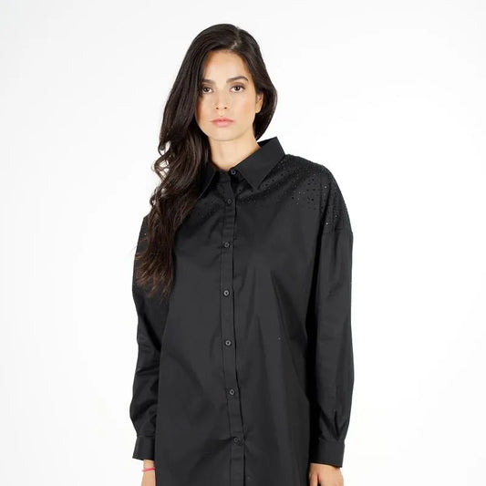 Blusa Mujer Oversize Poplin Jewel Negro