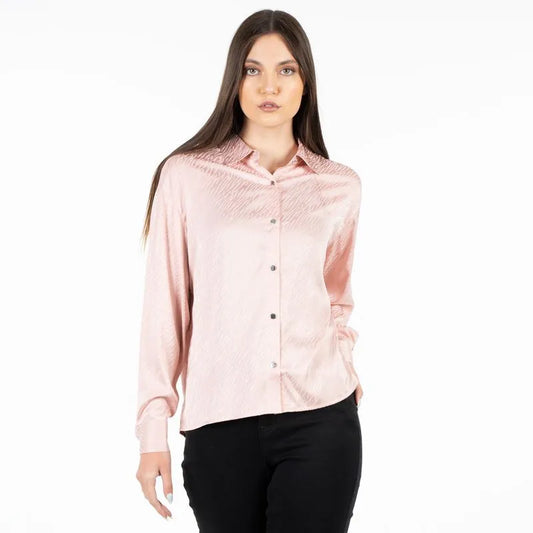 Blusa Mujer M/L Satin Jacquard Zebra Rosado