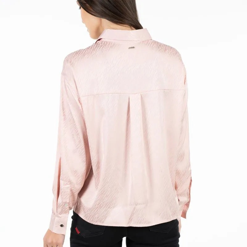 Blusa Mujer M/L Satin Jacquard Zebra Rosado