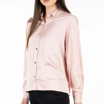 Blusa Mujer M/L Satin Jacquard Zebra Rosado