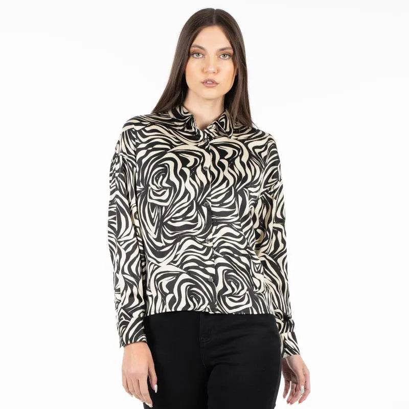 Blusa Mujer Satin Animal Print Zebra Negro