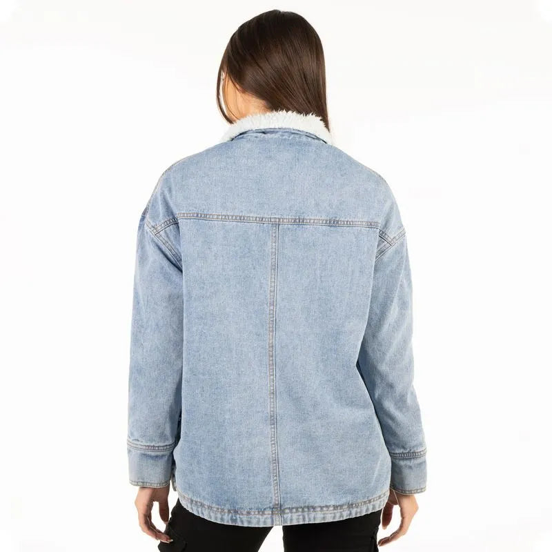 Chaqueta Mujer Trucker Long Look Light Blue