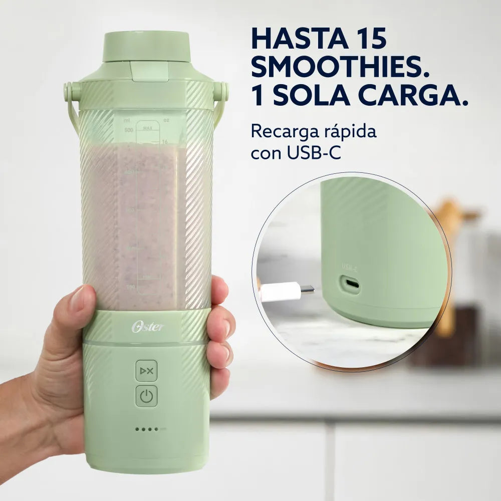 Licuadora portátil Oster®, GoMAX, 590 ml de capacidad, verde