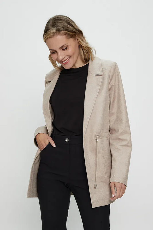 Chaqueta Mujer Larga De Tope Beige