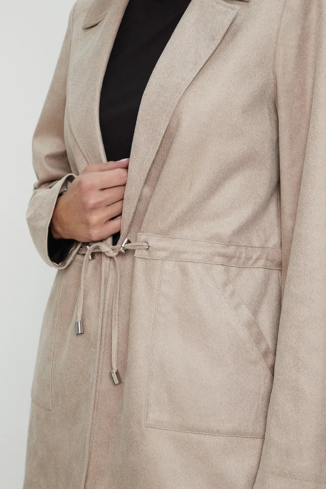 Chaqueta Mujer Larga De Tope Beige