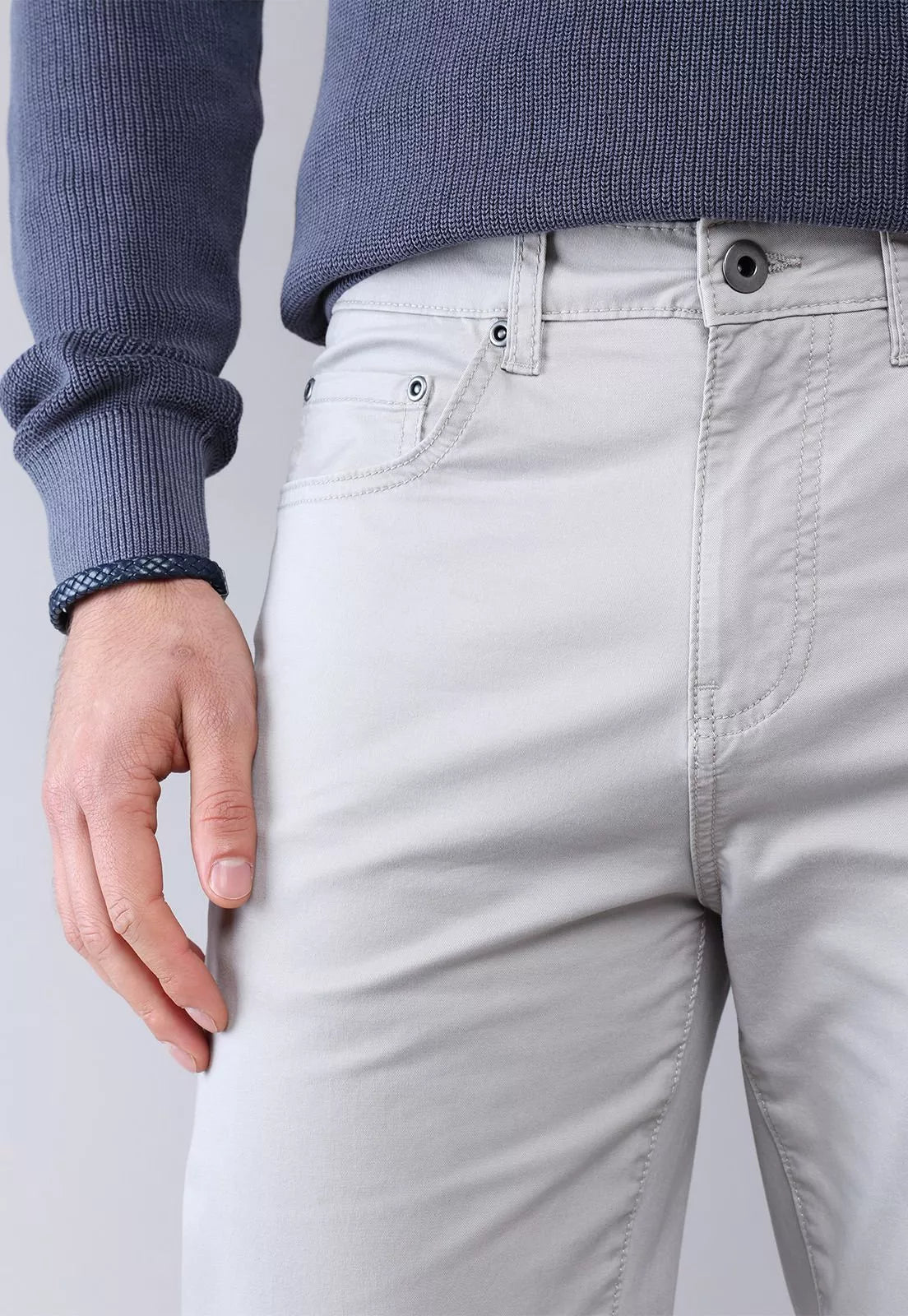 Pantalon Hombre Five Pockets Spandex Gris Claro