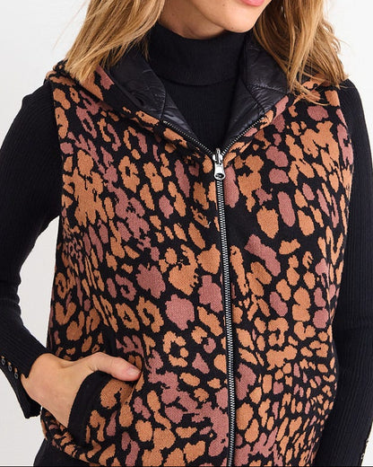 Parka Mujer Fantasia Reversible Sin Mangas Con Capucha Print