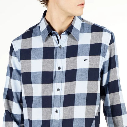 Camisa Hombre M/L Light Flannel Check Celeste