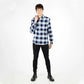 Camisa Hombre M/L Light Flannel Check Celeste