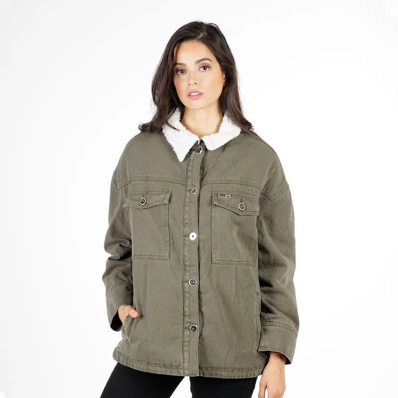 Chaqueta Mujer Long Look Chiporro Interno Verde