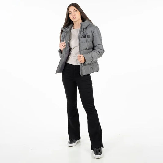 Parka Mujer Puffa Corta Melange Gray