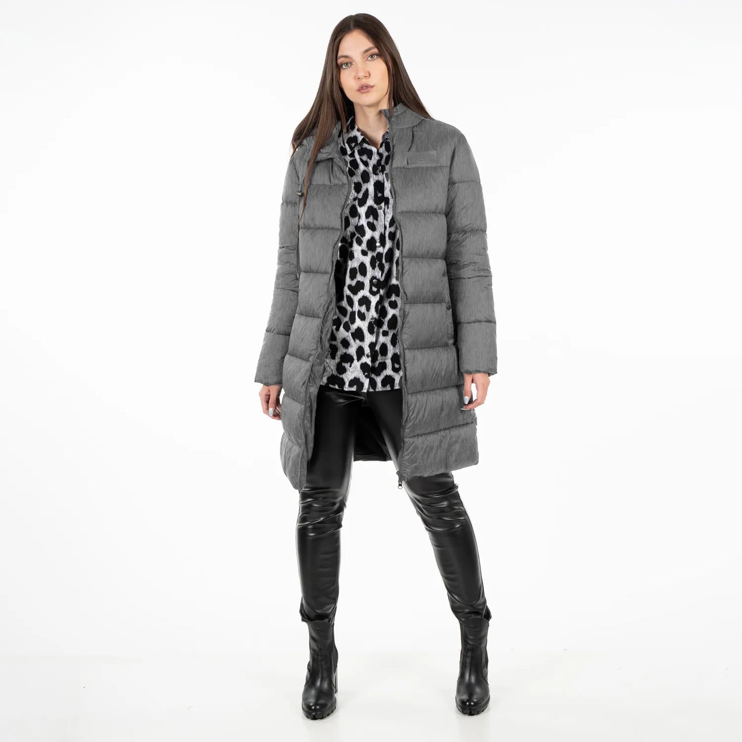 Parka Mujer Puffa Larga Gray Melange