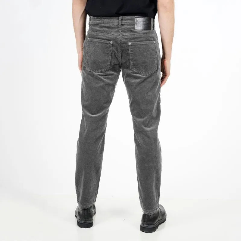 Pantalón Hombre Slim Tiro Medio Cotelé Spandex Gris