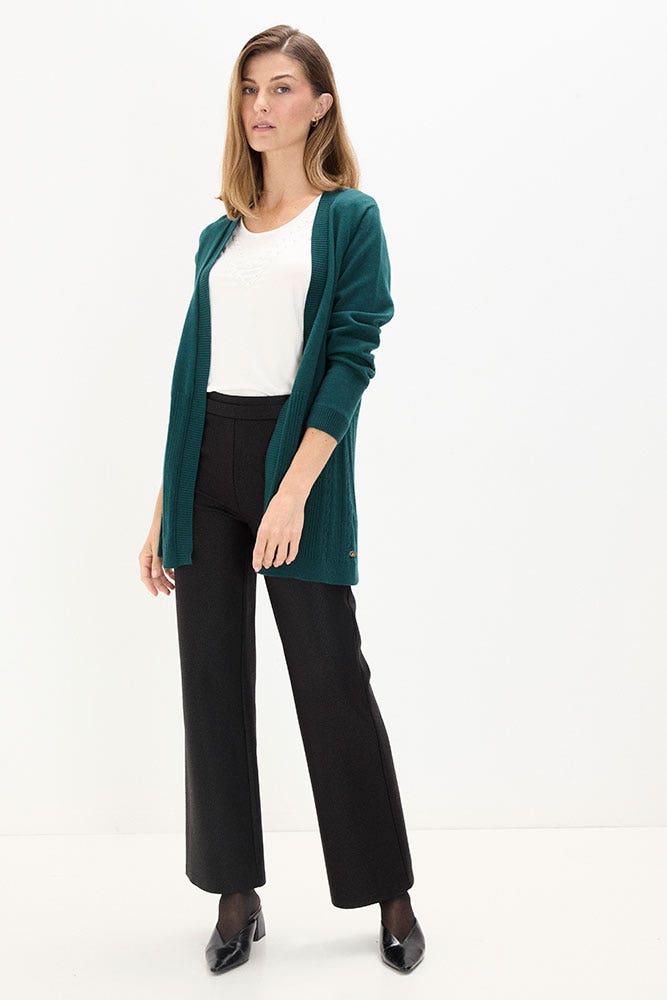 Tejido Mujer Abierto Liso Verde