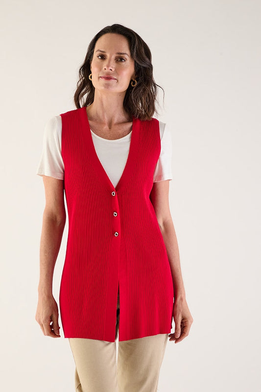 Chaleco Mujer Liso Rojo