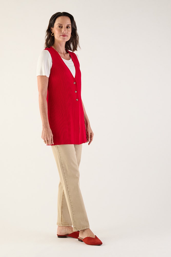 Chaleco Mujer Liso Rojo