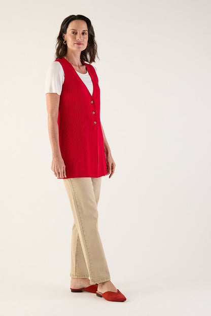 Chaleco Mujer Liso Rojo
