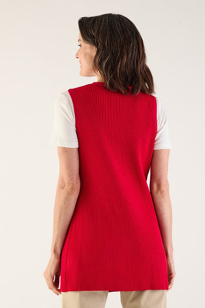 Chaleco Mujer Liso Rojo