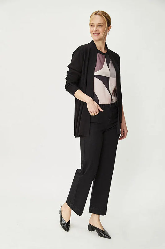 Cardigan Mujer Abierto Liso Negro