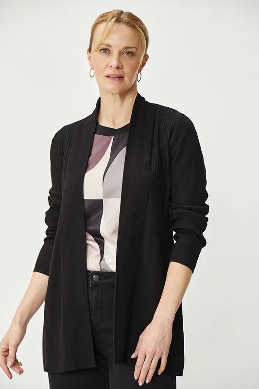 Cardigan Mujer Abierto Liso Negro