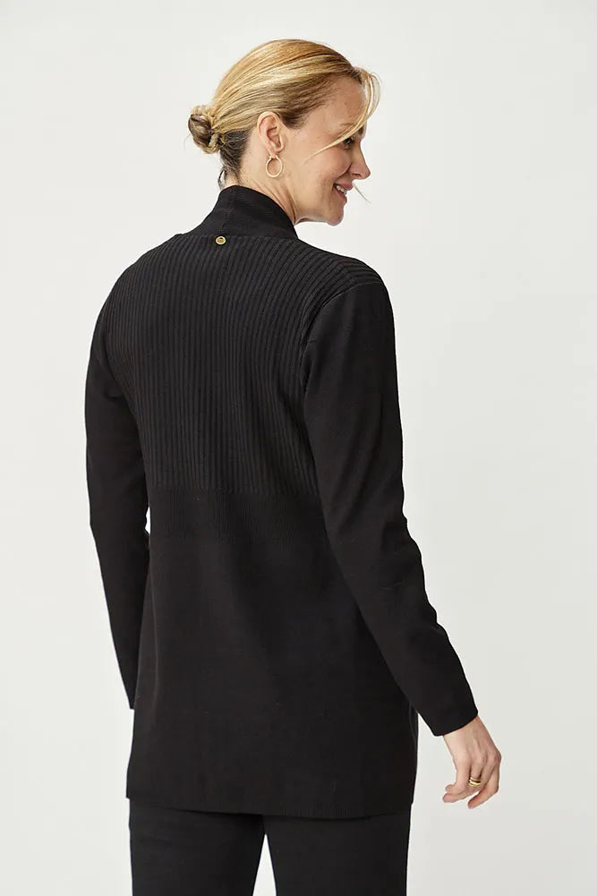 Cardigan Mujer Abierto Liso Negro