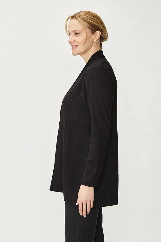 Cardigan Mujer Abierto Liso Negro