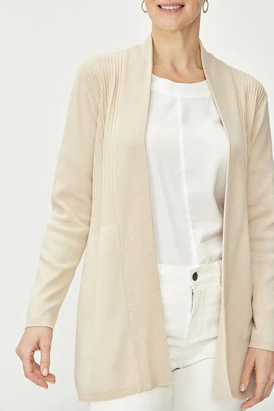 Cardigan Mujer Abierto Liso Beige