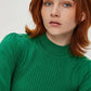 Sweater Mujer Básico Con Broches En Hombro Verde