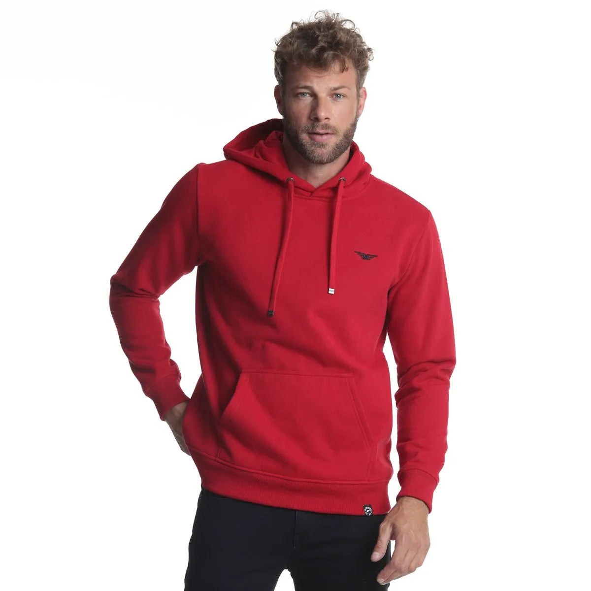 polerón-capucha-regular-fit-fleece-rojo