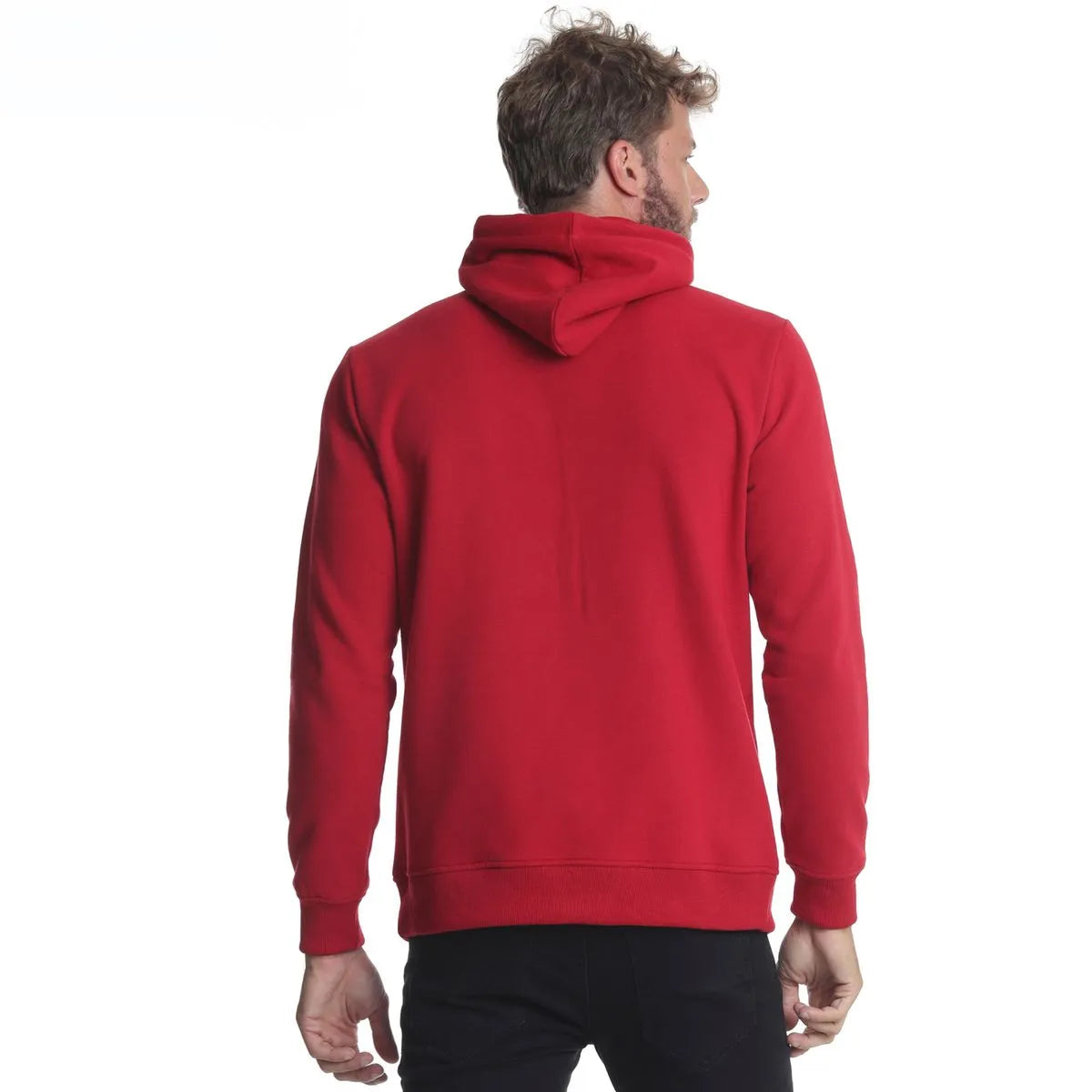 polerón-capucha-regular-fit-fleece-rojo