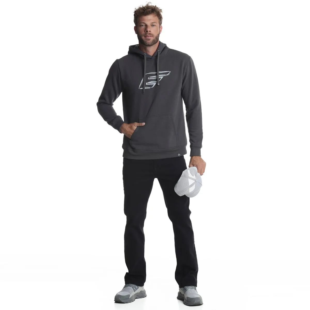 polerón-hombre-capucha-regular-fit-fleece-gris-